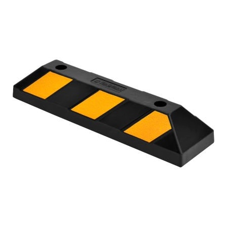Gec Global Industrial Rubber Parking Stop/Curb Block 22inL Black w/ Yellow Stripes CC-D19